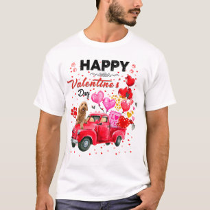 Niedlicher roter LKW Goldendoodle Valentinstag T-Shirt