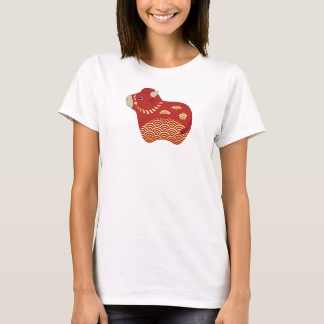 Niedlicher Roter Ochse, Chinesisches Neujahr des O T-Shirt (Vorderseite)