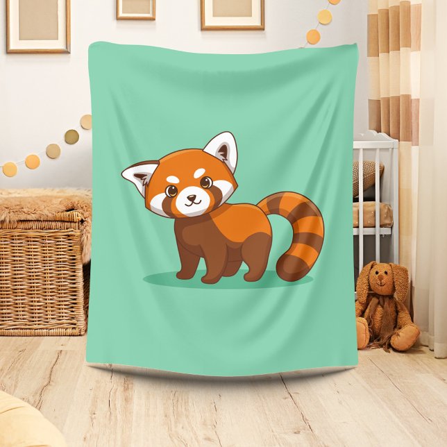 Niedlicher Roter Panda auf Grün Fleecedecke (Von Creator hochgeladen)