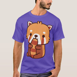 Niedlicher roter Panda auf seinem Schwanz T-Shirt