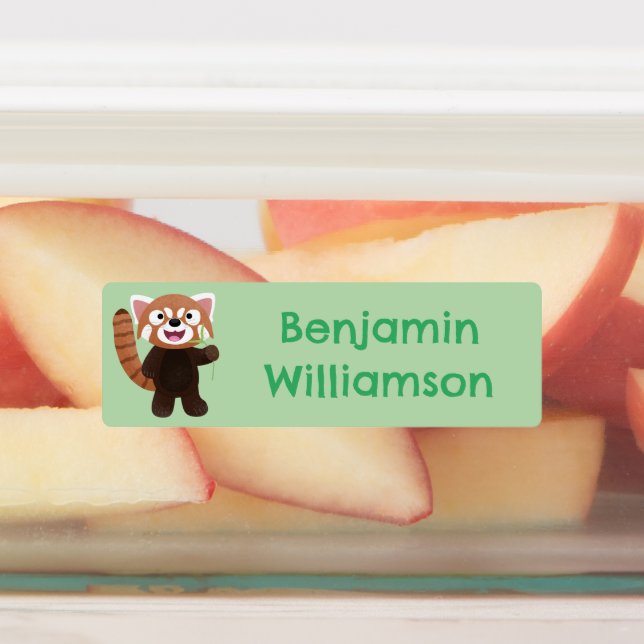 Niedlicher roter Panda Cartoon personalisiert Etiketten (Befestigt)