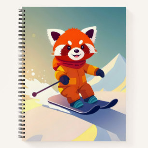 niedlicher roter Panda in einem farbenfrohen Snowb Notizbuch