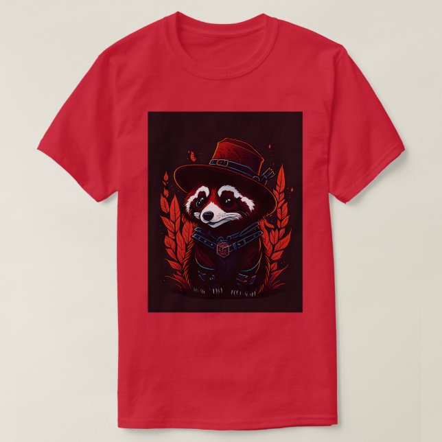 niedlicher roter Panda mit Hut 2 T-Shirt (Design vorne)