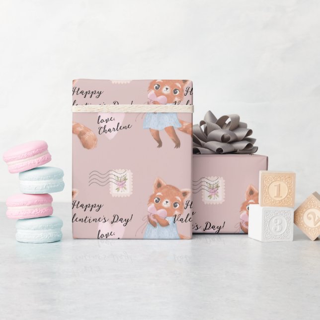 Niedlicher Roter Panda Postbrief Valentinstag Geschenkpapier (Babyparty)