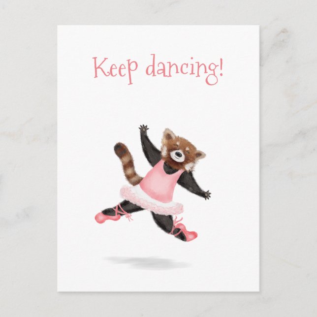 Niedlicher roter Panda-Postkarte "behalt-Tanz" Postkarte (Vorderseite)