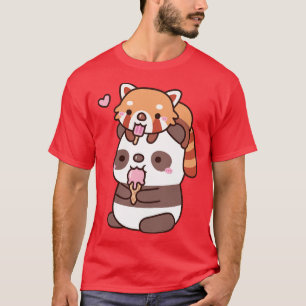Niedlicher roter Panda und Panda, die Eiscreme für T-Shirt