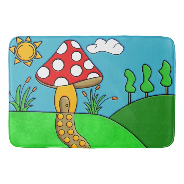 niedlicher roter Pilz Badematte (Vorderseite)
