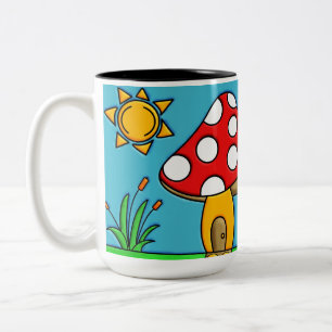 niedlicher roter Pilz Zweifarbige Tasse