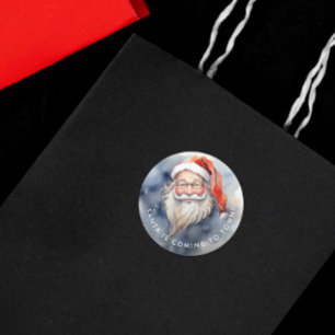 Niedlicher roter und weißer Weihnachtsmann-Porträt Runder Aufkleber
