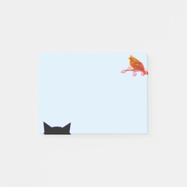 Niedlicher Roter Vogel und Katze Post-it Klebezettel (Vorderseite)