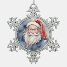 Niedlicher Roter Weihnachtsmann Schneeflocken Zinn-Ornament