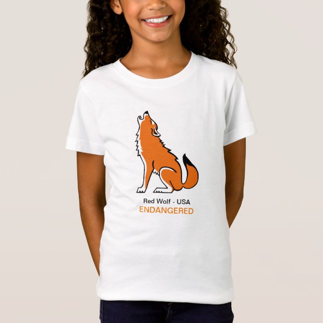 Niedlicher Roter Wolf - gefährdete Tiergrafik - T-Shirt (Vorderseite)