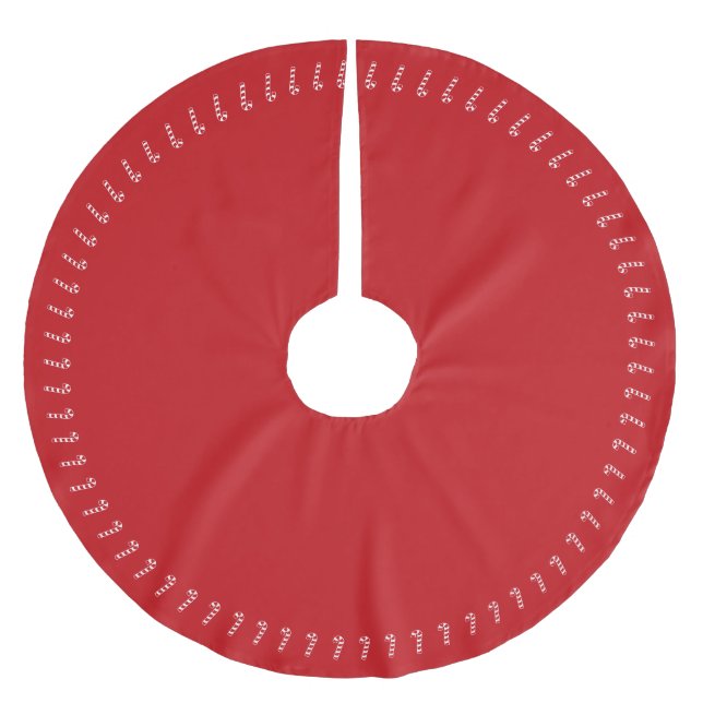 Niedlicher roter Zuckerrohr solide schlicht elegan Polyester Weihnachtsbaumdecke (Vorderseite)