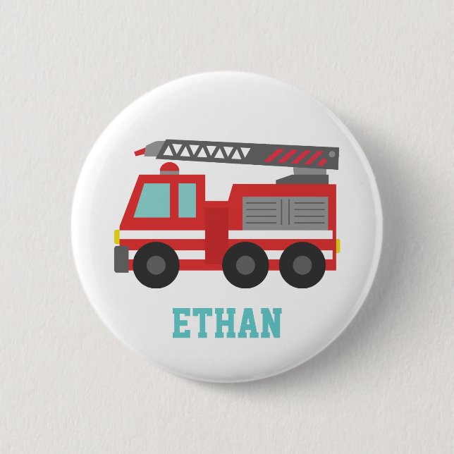 Niedlicher rotes Feuer-LKW für wenige Feuerkämpfer Button (Vorderseite)