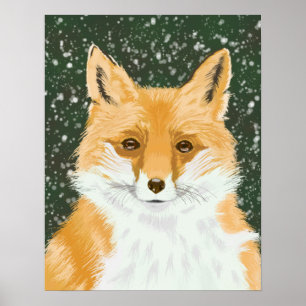 Niedlicher Rotfuchs - im Schnee. Poster