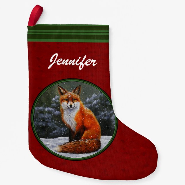 Niedlicher Rotfuchs im Winterschnee Kleiner Weihnachtsstrumpf (Vorderseite)