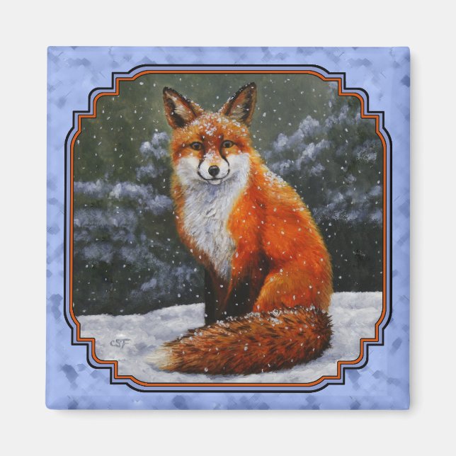 Niedlicher Rotfuchs im Winterschnee Magnet (Vorne)