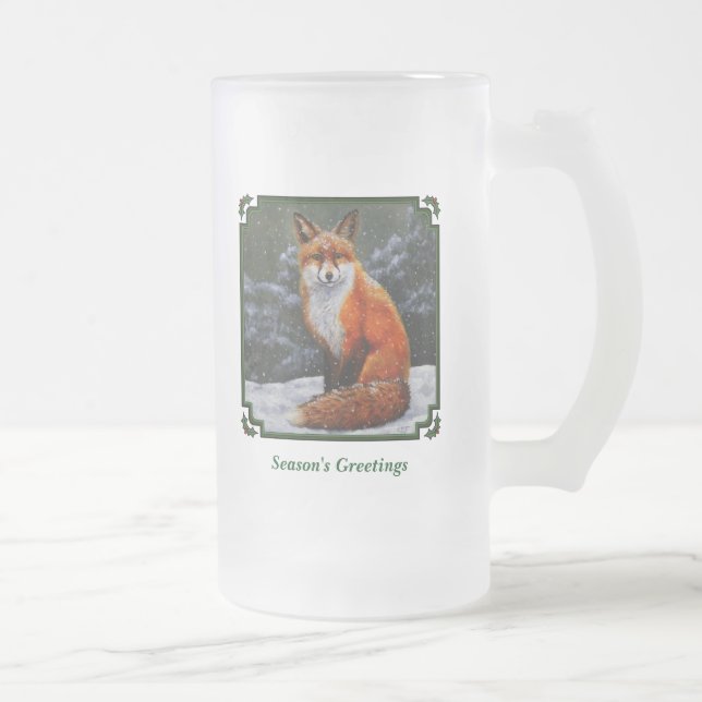 Niedlicher Rotfuchs im Winterschnee Mattglas Bierglas (Rechts)