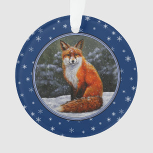 Niedlicher Rotfuchs im Winterschnee Ornament