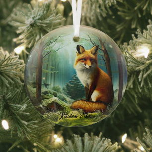 Niedlicher Rotfuchs in Snowglobe Ornament Aus Glas