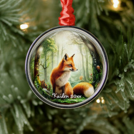 Niedlicher Rotfuchs in Snowglobe Ornament Aus Metall