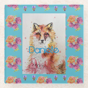 Niedlicher Rotfuchs Rose bei Tieren Rose Glasuntersetzer