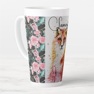 Niedlicher Rotfuchs-Tier-Rosen-Wasserfarben-Latte- Milchtasse