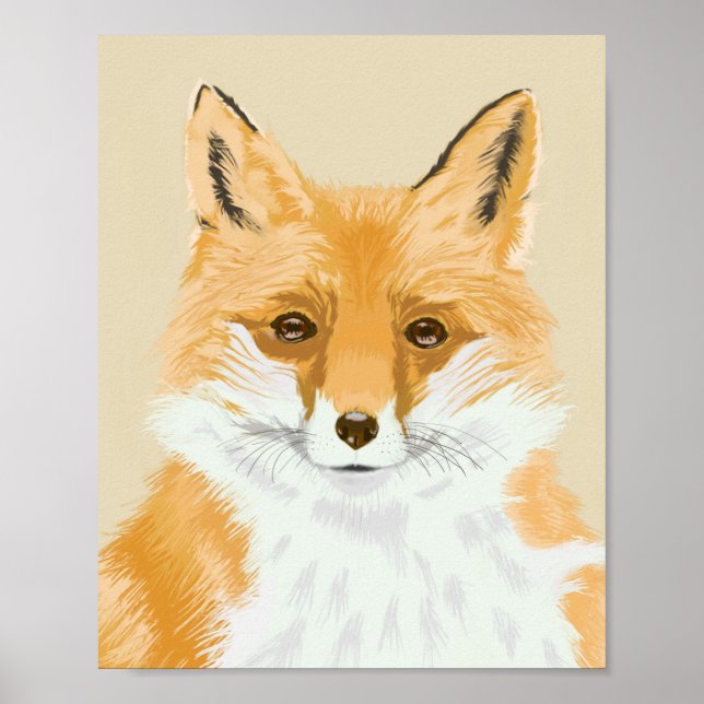 Niedlicher Rotfuchs - transparent auf Beige. Poster (Vorne)