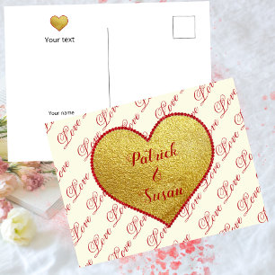 Niedlicher Rotgoldherz Liebe Typografie Valentinst Feiertagspostkarte
