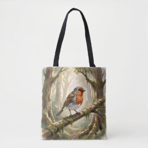 Niedlicher Rotkehlchenvogel im alten Wald Tasche
