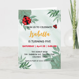 Niedlicher Rotpolka-dot Ladybug-Dschungel Geburtst Einladung