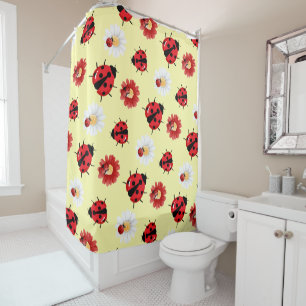 Niedlicher Rotpolka Punkt Ladybug Blume Girl Duschvorhang