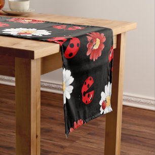 Niedlicher Rotpolka Punkt Ladybug Blume Girl Kurzer Tischläufer
