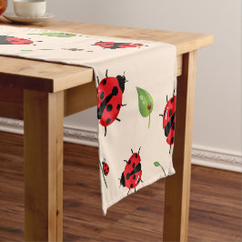 Niedlicher Rotpolka Punkt Ladybug Blume Girl Kurzer Tischläufer