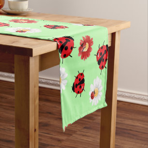 Niedlicher Rotpolka Punkt Ladybug Blume Girl Kurzer Tischläufer