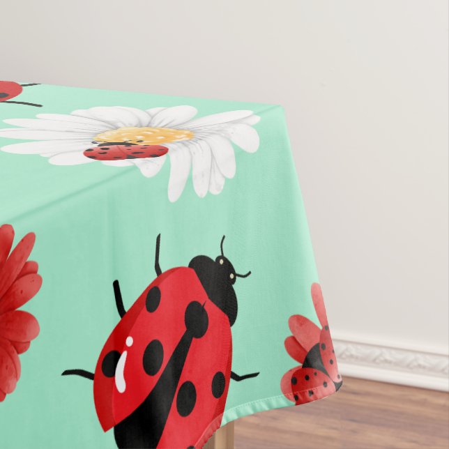 Niedlicher Rotpolka Punkt Ladybug Blume Girl Tischdecke (Beispiel)