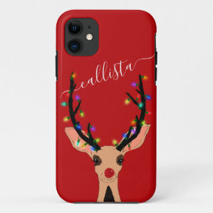 Niedlicher Rotrescher Hirsch glühende Weihnachtsle Case-Mate iPhone Hülle