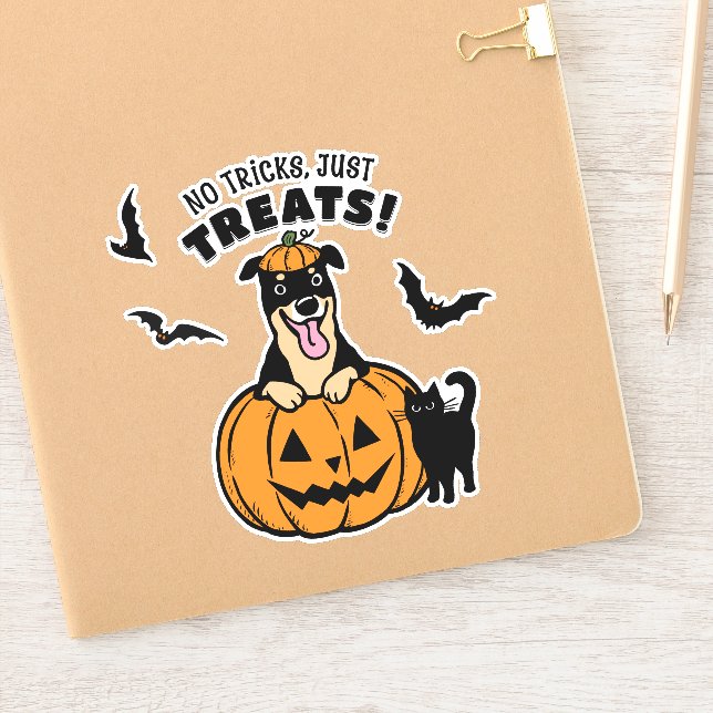 Niedlicher Rottweiler-Hund Halloween mit Schwarzer Aufkleber (Notizbuch)