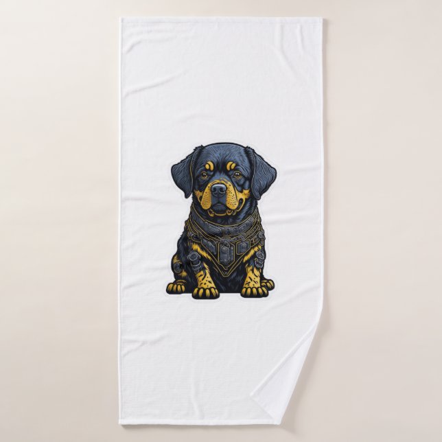Niedlicher Rottweiler in Rüstung Badehandtuch (Badehandtuch)