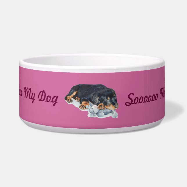 niedlicher rottweiler Welpenhundestreichelnteddy Napf (Vorderseite)
