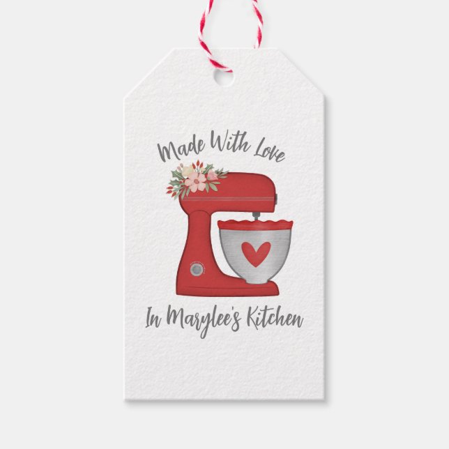 Niedlicher Rotweihnachtsgebäck Geschenkanhänger (Vorderseite)