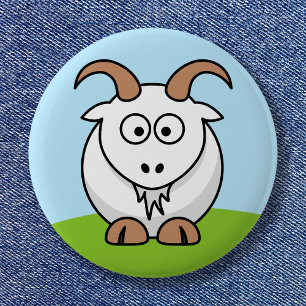 Niedlicher Round Cartoon Saanen Goat Button