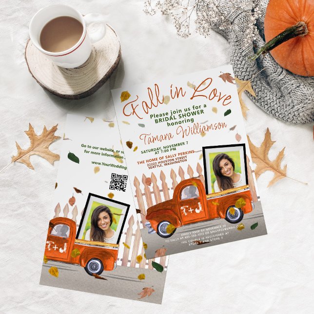 Niedlicher Rückgang in Liebe Foto QR Orange Lkw-Du Einladung (Von Creator hochgeladen)