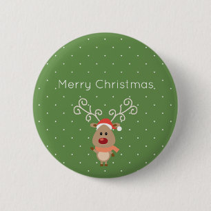 Niedlicher Rudolph der Rotnasen-Rentier-Cartoon Button