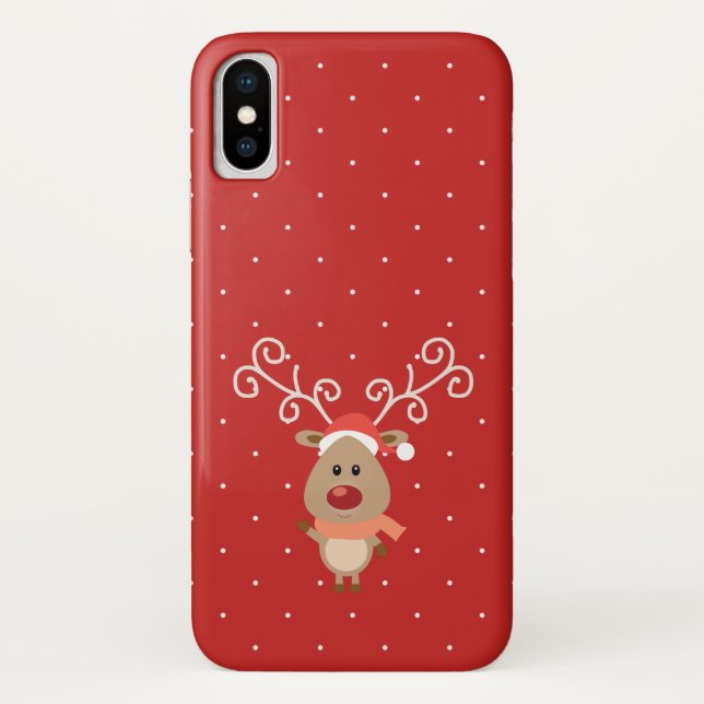 Niedlicher Rudolph der Rotnasen-Rentier-Cartoon Case-Mate iPhone Hülle (Rückseite)