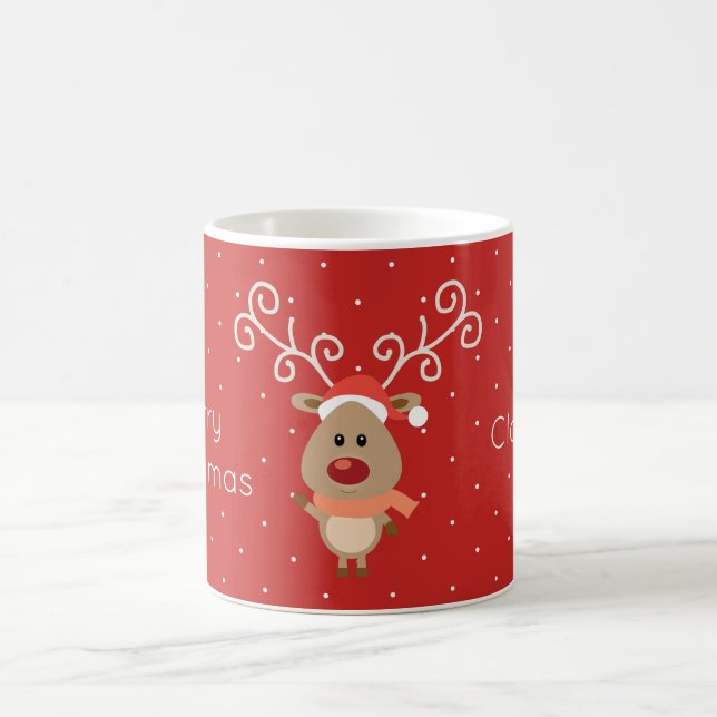Niedlicher Rudolph der Rotnasen-Rentier-Cartoon Kaffeetasse (Mittel)
