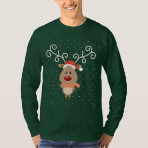 Niedlicher Rudolph der Rotnasen-Rentier-Cartoon T-Shirt