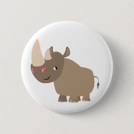Niedlicher ruhiger Cartoon Rhino Button