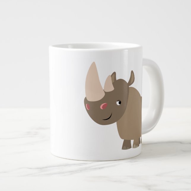 Niedlicher ruhiger Cartoon Rhino Jumbo-Tasse (Vorderseite Rechts)