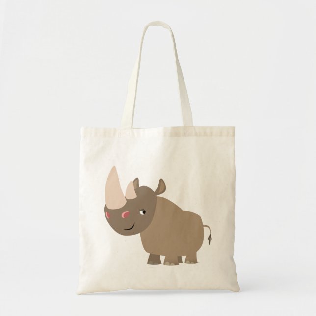 Niedlicher ruhiger Cartoon Rhino Tragetasche (Vorne)